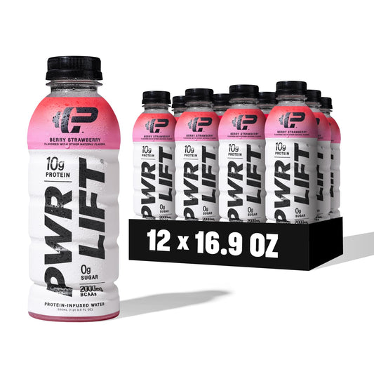 Whey Protein Water Sports Drink by PWR LIFT, Berry Strawberry, 16.9oz
