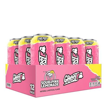 GHOST Zero Sugar Sour Pink Lemonade Cans, 16oz