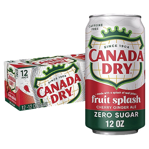 Canada Dry Fruit Splash Cherry Ginger Ale Zero Sugar Cans, 12oz