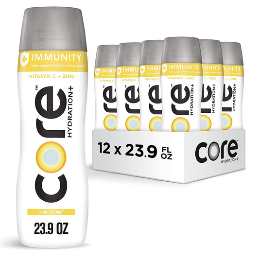 Core Hydration+ Immunity, Lemon Extract Nutrient Enhanced Water with Vitamin C and Zinc, 23.9oz