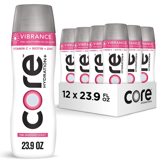Core Hydration+ Vibrance, Pink Grapefruit Extract Nutrient Enhanced Water with Vitamin C, Biotin and Zinc, 23.9oz