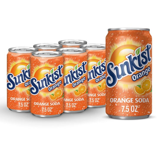 Sunkist Orange Soda Mini Cans 7.5oz 12 Pack or 24 Pack - drinkdrop.net