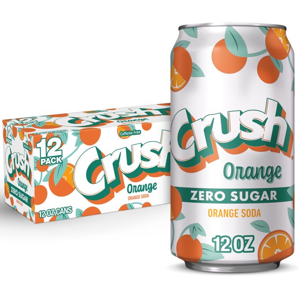 Crush Zero Sugar Orange Soda Cans, 12oz
