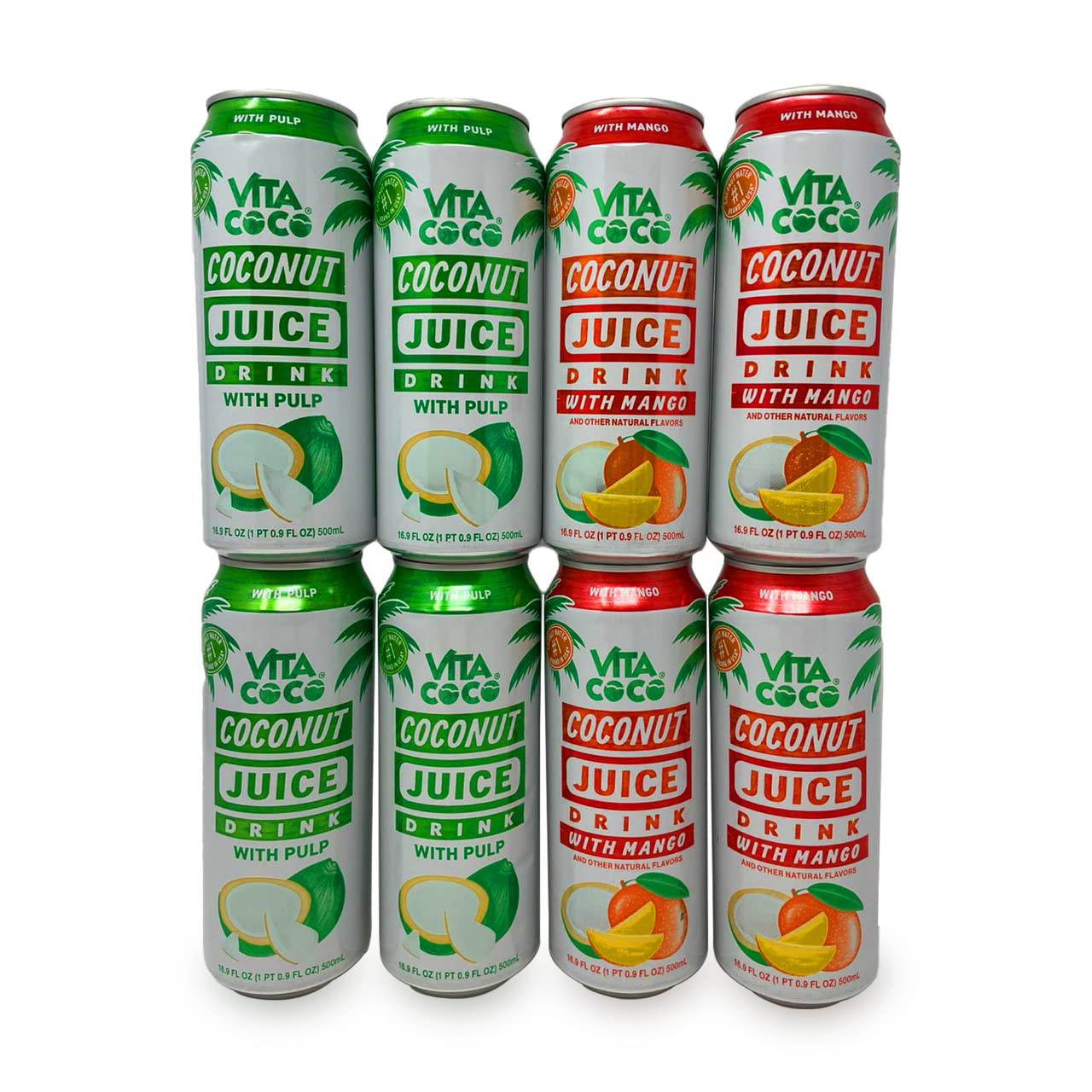 Vita Coco Coconut Juice with Mango & Vita Coco Coconut Juice with Pulp Cans, 16.9oz