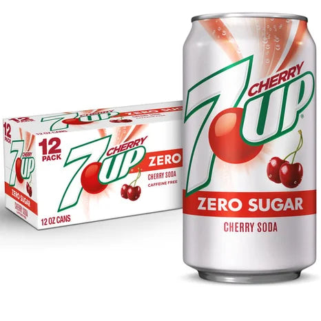 Cherry 7up Zero Sugar Cans, 12oz cans