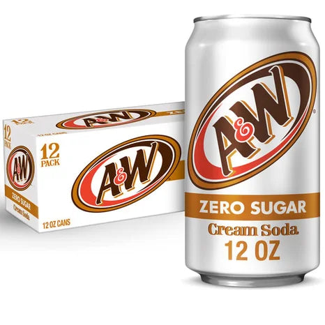 A&W Zero Sugar Cream Soda Cans, 12oz